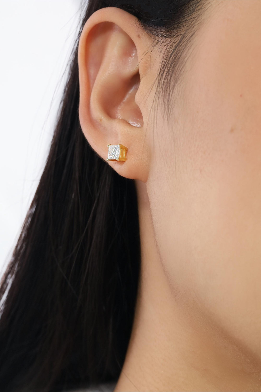 0.50ct Princess Cut Diamond Stud Earrings, Princess Cut Unique Earrings, Tiny Diamond Studs Earrings, Anniversary Gifts, Wedding Earrings