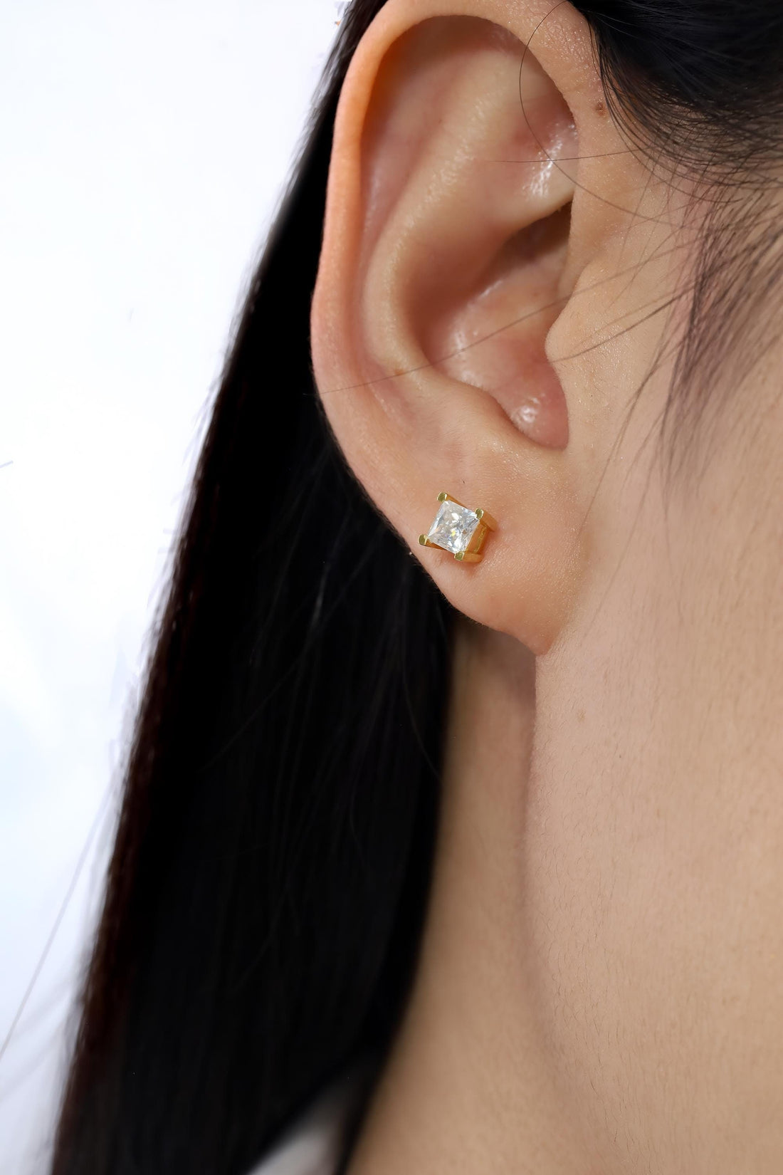 4x4mm Princess Cut Diamond Stud Earrings, Princess Cut Unique Earrings, Tiny Diamond Studs Earrings, Anniversary Gifts, Wedding Gift