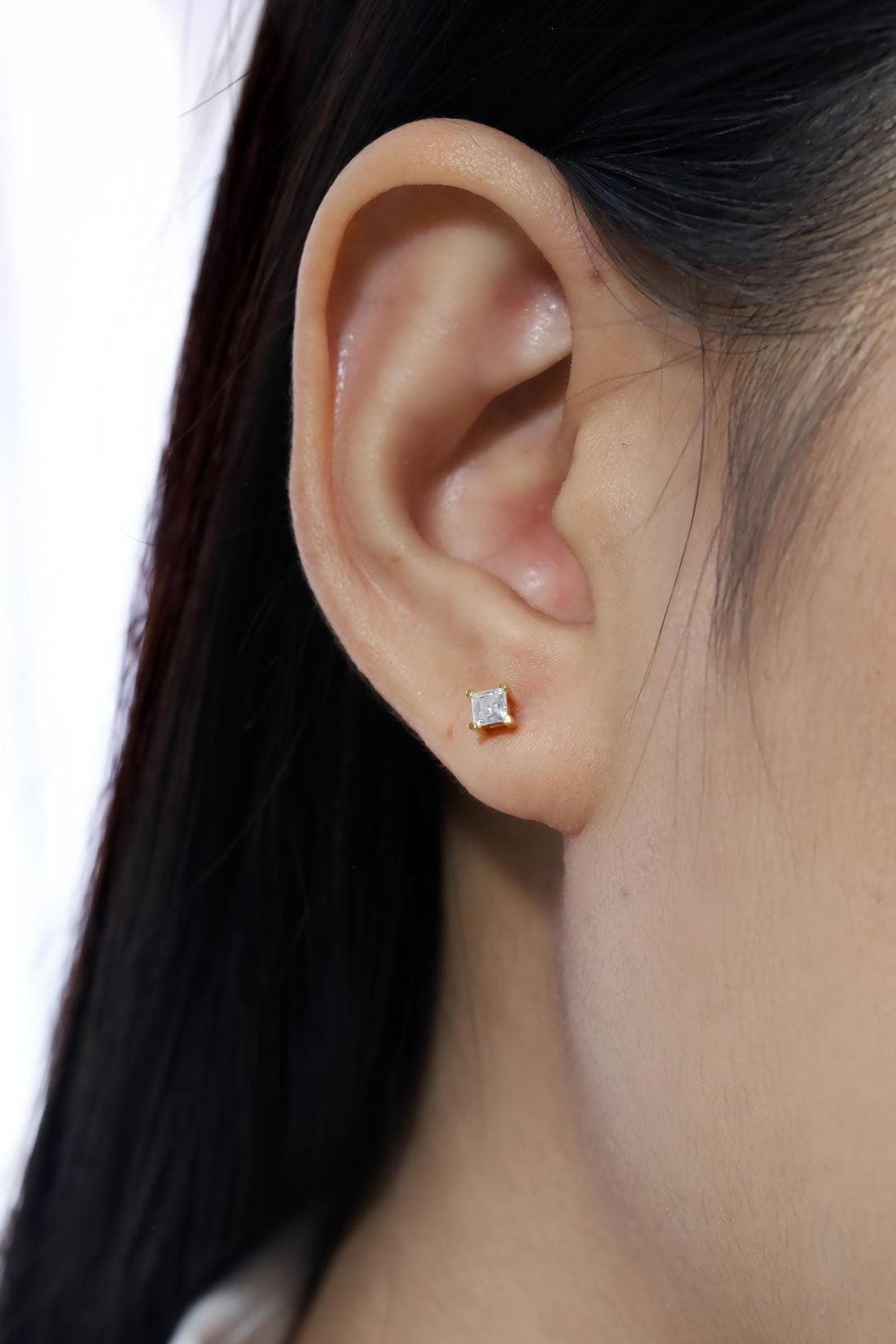 3x3mm Princess Cut Diamond Stud Earrings, Princess Cut Unique Earrings, Tiny Diamond Studs Earrings, Anniversary Gifts, Wedding Earrings