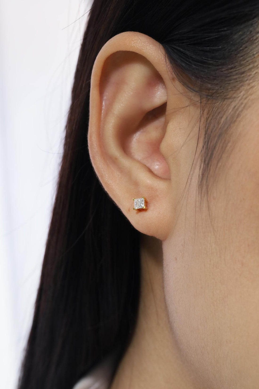 3x3mm Princess Cut Diamond Stud Earrings, Princess Cut Unique Earrings, Tiny Diamond Studs Earrings, Anniversary Gifts, Wedding Earrings