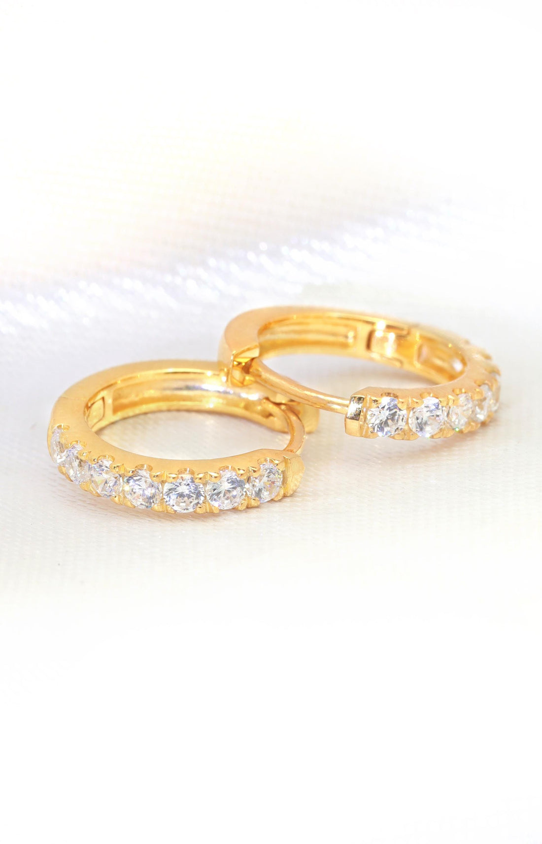Seven Stones Diamonds Hoop Earrings, April Birthstone Gifts, Huggie Hoop Earrings, Minimal Hoop Earrings Gift for Women