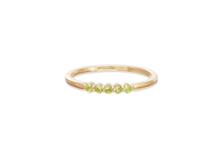 Five Stones Single Prong Peridot Wedding Band, August Birthstone Ring, Classic Wedding Ring for Women, Dainty Stacking Ring