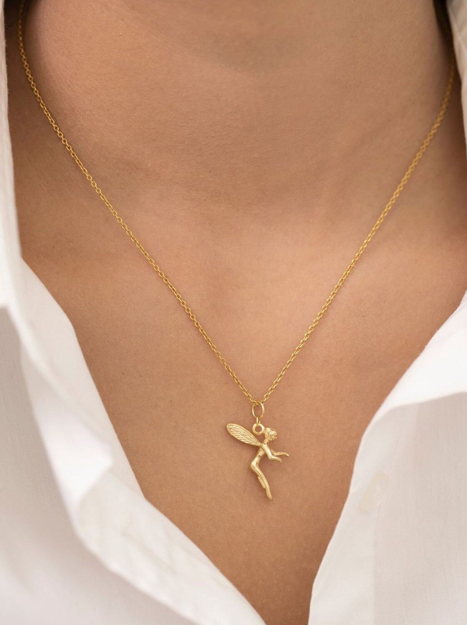 Minimalist Angel Necklace, Angel Pendant Necklace Gift for Her, Archangel Wings Necklace, Anniversary Gifts