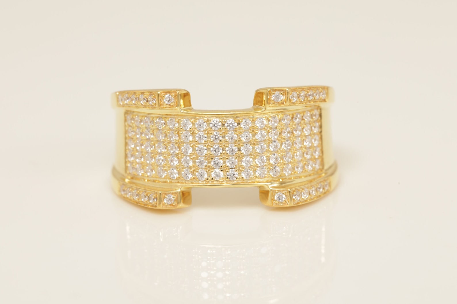 Diamond Cigar Band, Diamond Statement Ring, Unique Micro Pave Eternity Ring, Thick Wedding Band, Anniversary Band