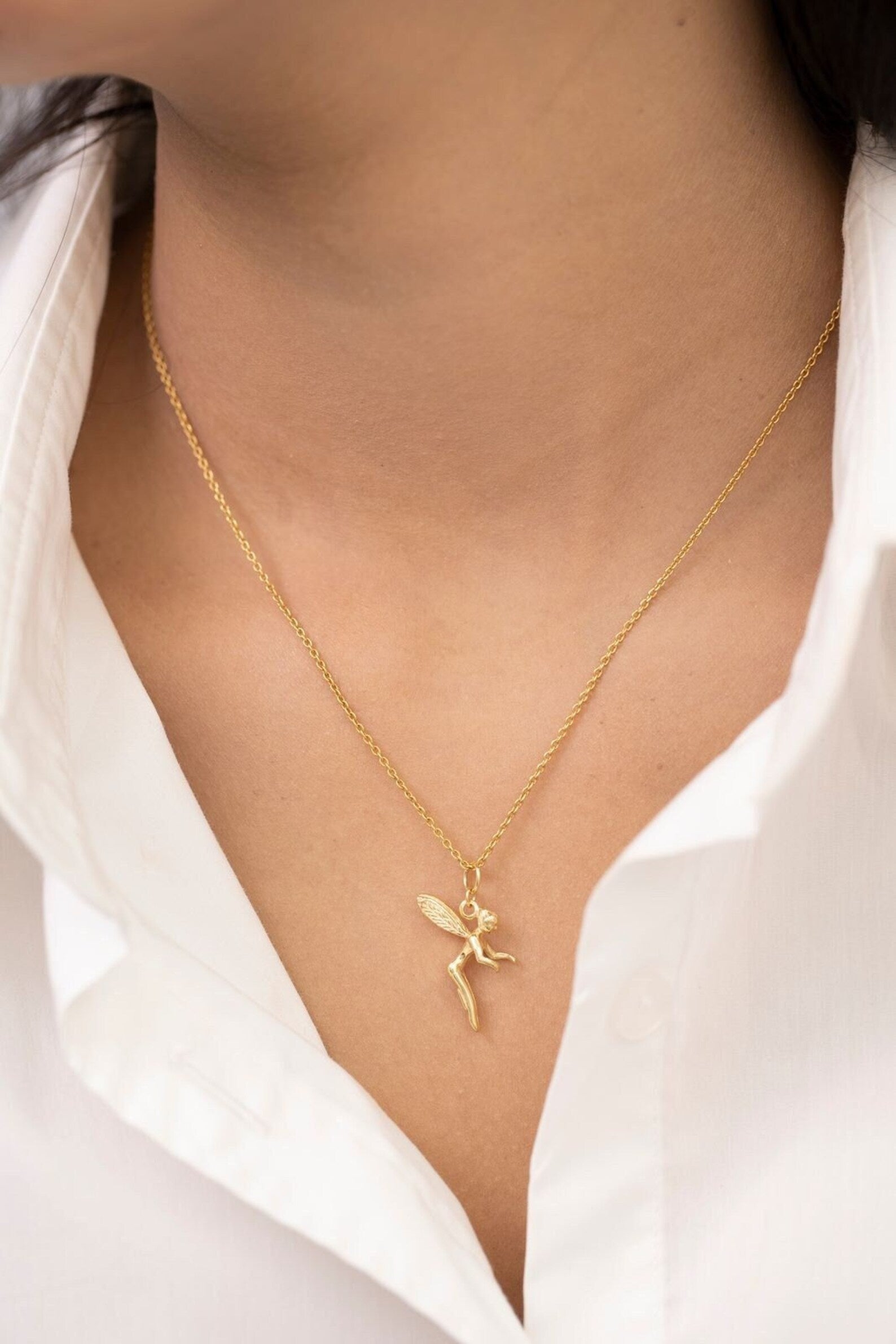 Minimalist Angel Necklace, Angel Pendant Necklace Gift for Her, Archangel Wings Necklace, Anniversary Gifts