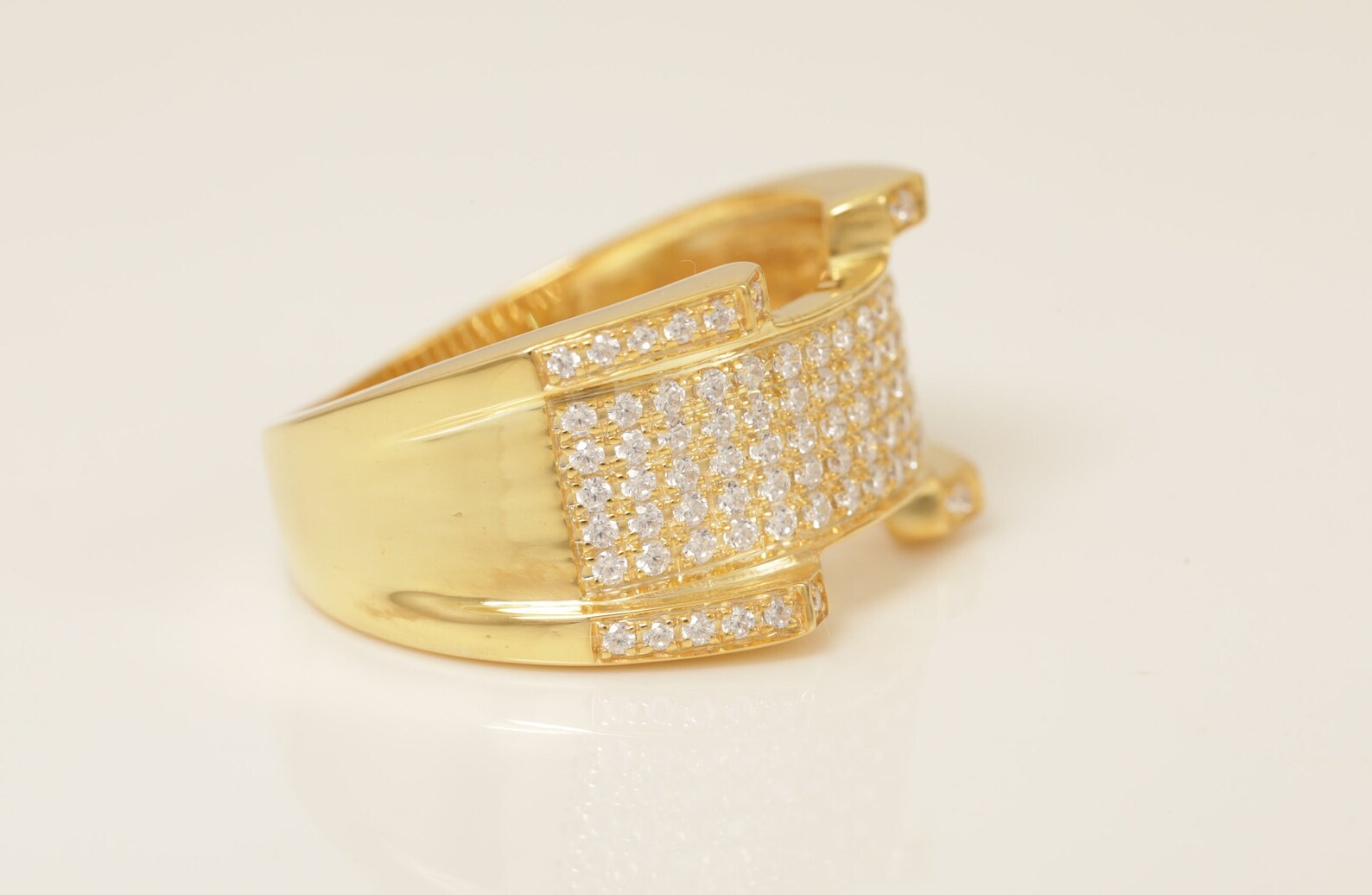 Diamond Cigar Band, Diamond Statement Ring, Unique Micro Pave Eternity Ring, Thick Wedding Band, Anniversary Band