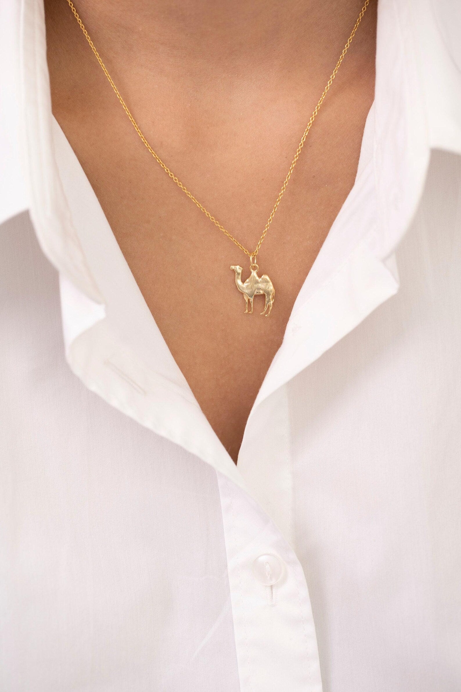 Camel Necklace, Camel Charm Necklace, Gold Camel Charm, Gifts for Animal Lover, Layering Necklaces
