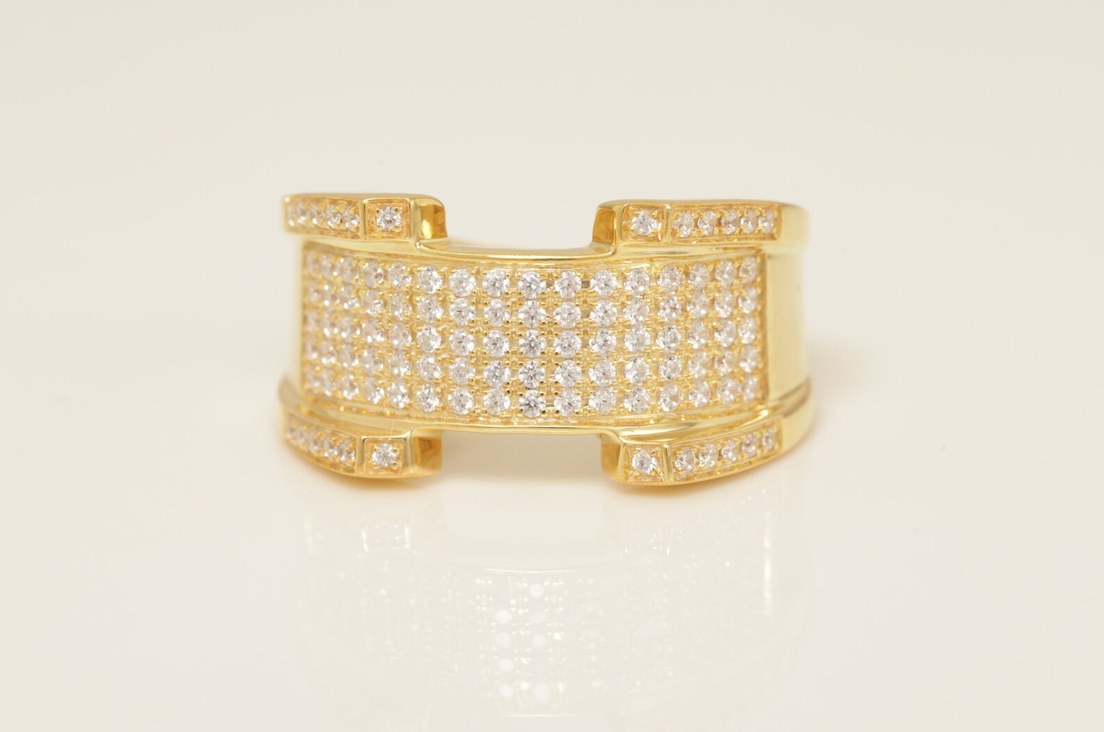 Diamond Cigar Band, Diamond Statement Ring, Unique Micro Pave Eternity Ring, Thick Wedding Band, Anniversary Band