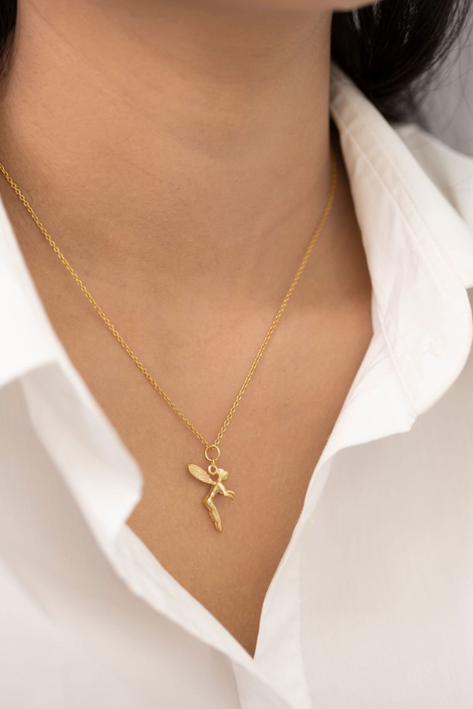 Minimalist Angel Necklace, Angel Pendant Necklace Gift for Her, Archangel Wings Necklace, Anniversary Gifts