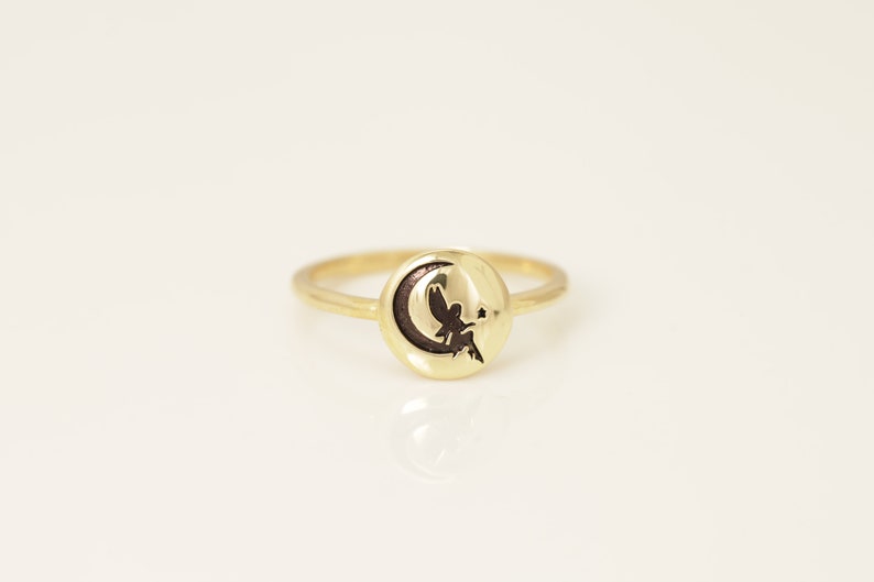 Crescent Moon Ring, Moon Angels Ring, Angel Wing Moon Ring, Moon and Star Ring, Stackable Ring Gift for Her