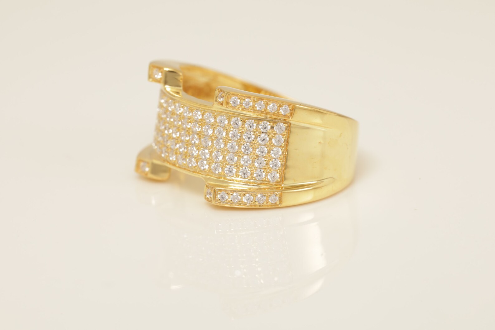 Diamond Cigar Band, Diamond Statement Ring, Unique Micro Pave Eternity Ring, Thick Wedding Band, Anniversary Band