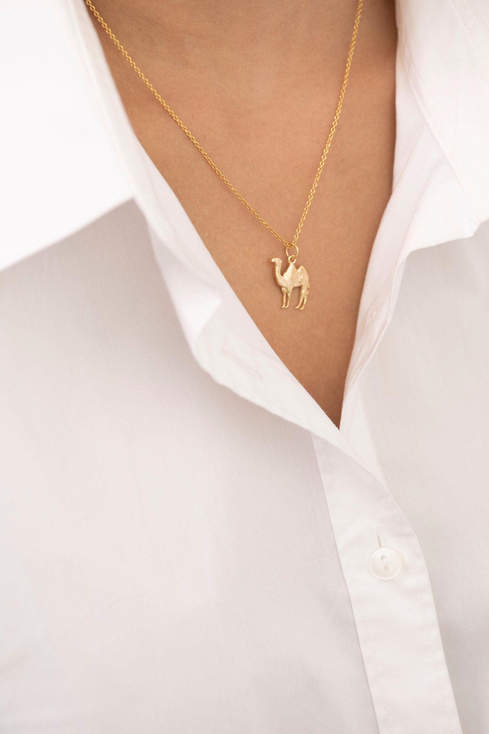 Camel Necklace, Camel Charm Necklace, Gold Camel Charm, Gifts for Animal Lover, Layering Necklaces