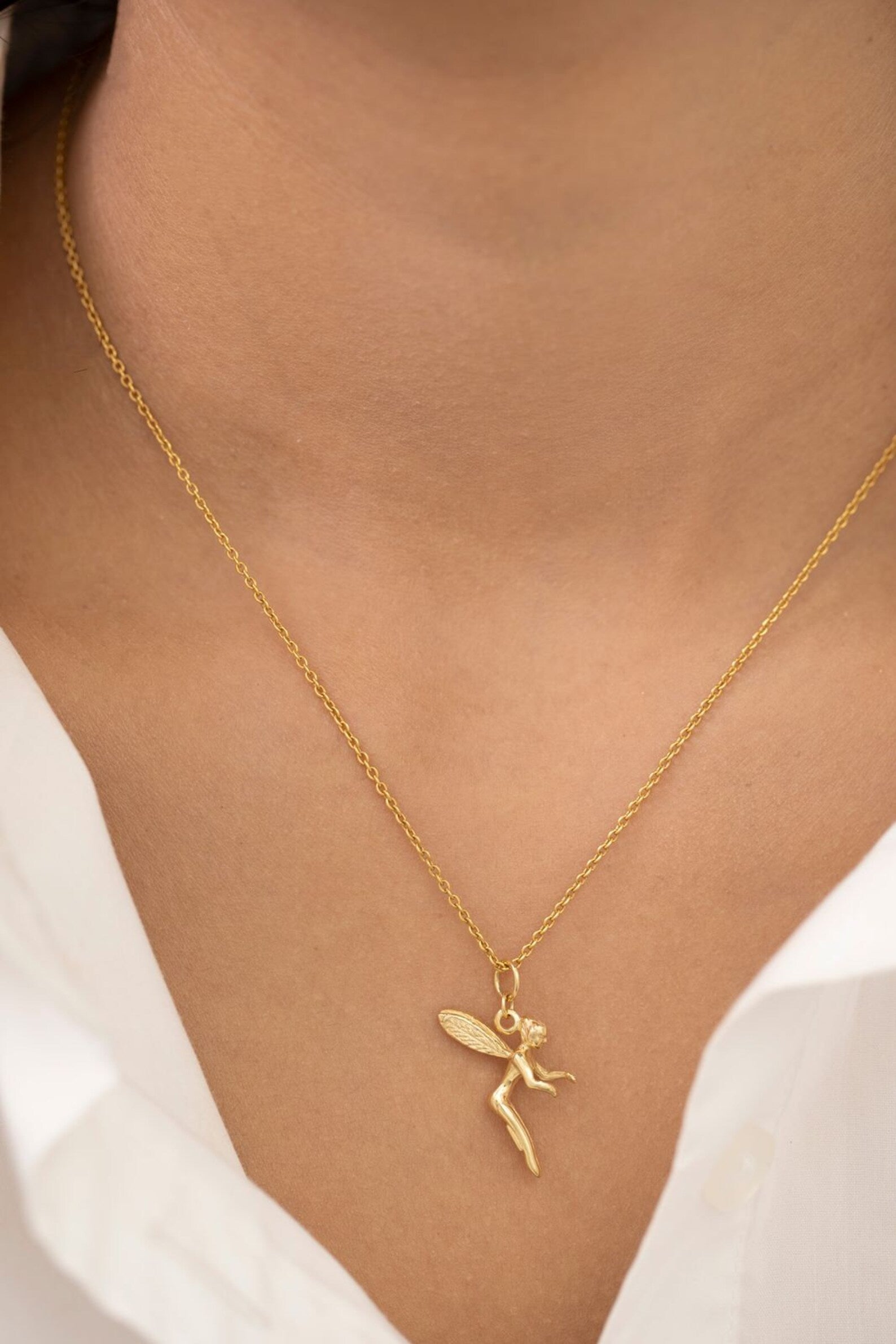 Minimalist Angel Necklace, Angel Pendant Necklace Gift for Her, Archangel Wings Necklace, Anniversary Gifts