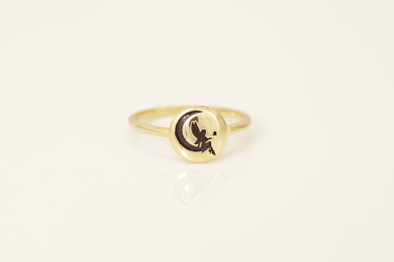 Crescent Moon Ring, Moon Angels Ring, Angel Wing Moon Ring, Moon and Star Ring, Stackable Ring Gift for Her