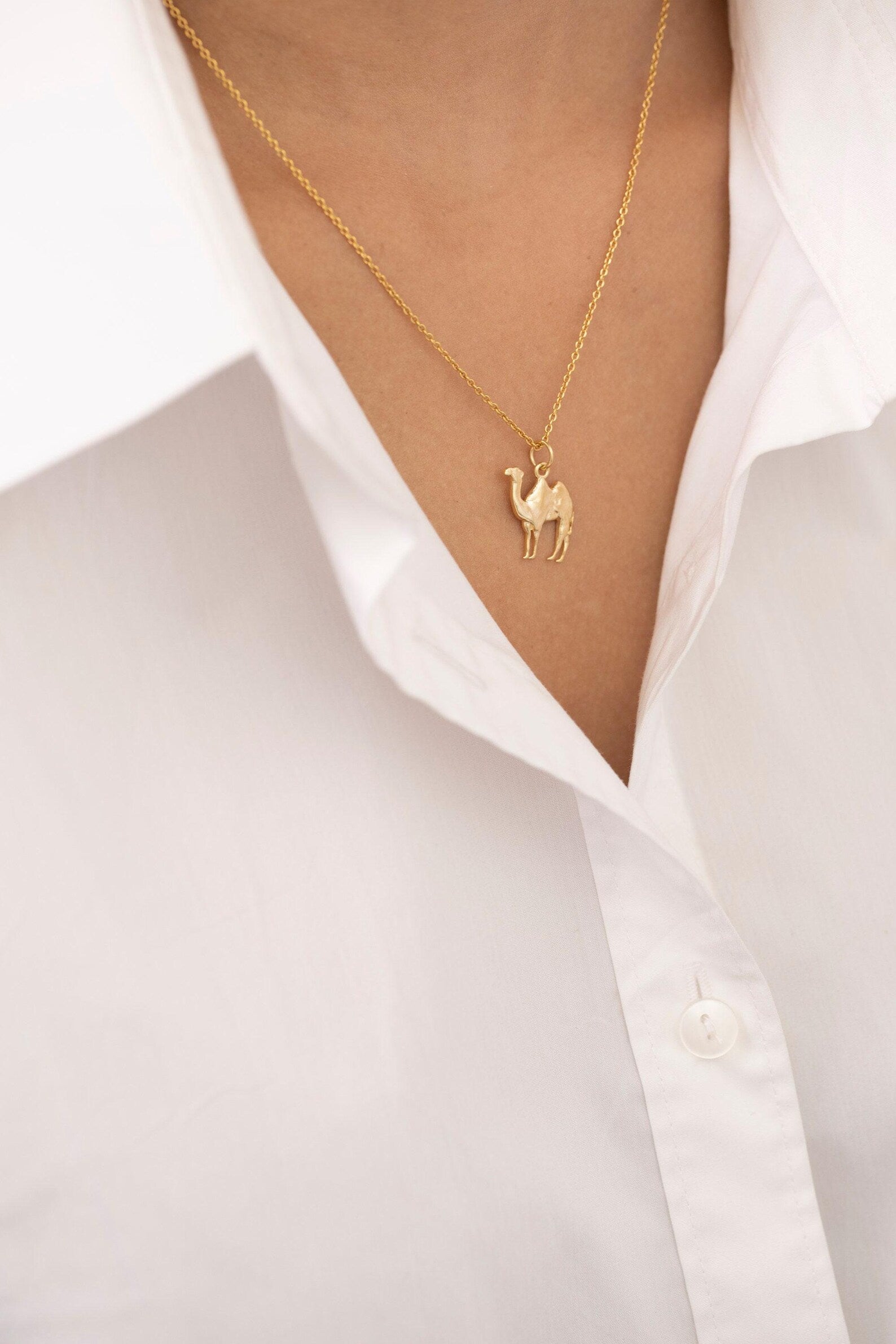 Camel Necklace, Camel Charm Necklace, Gold Camel Charm, Gifts for Animal Lover, Layering Necklaces