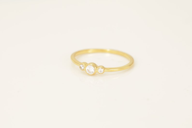 Three Stone Diamond Solitaire Ring, Promise Ring, Simple Diamond Ring, Minimalist Band, Stacking Ring