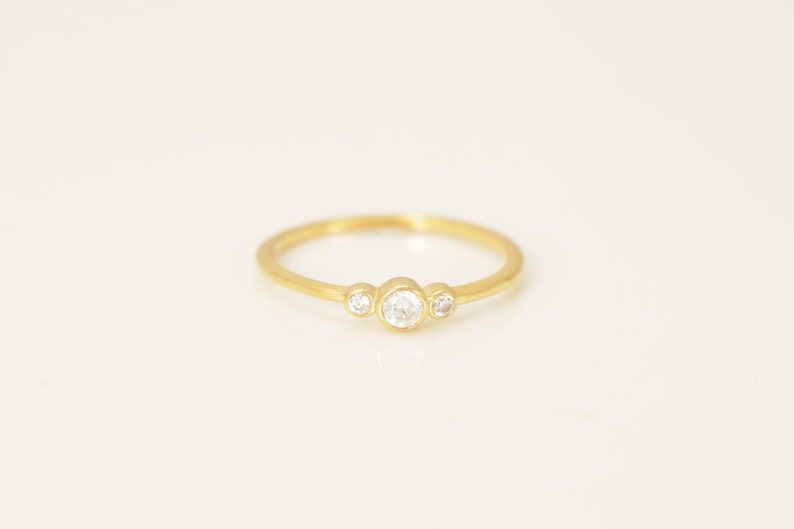 Three Stone Diamond Solitaire Ring, Promise Ring, Simple Diamond Ring, Minimalist Band, Stacking Ring