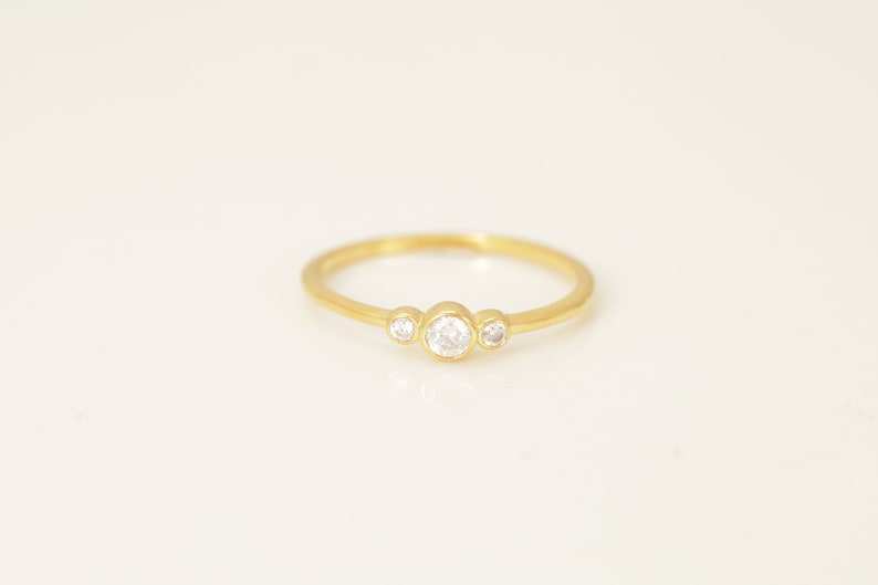 Three Stone Diamond Solitaire Ring, Promise Ring, Simple Diamond Ring, Minimalist Band, Stacking Ring