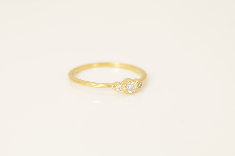 Three Stone Diamond Solitaire Ring, Promise Ring, Simple Diamond Ring, Minimalist Band, Stacking Ring