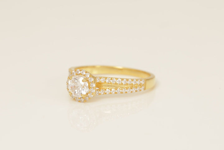 Split Shank Diamond Halo Engagement Ring, Diamond Wedding Ring, Bridal Promise Ring for Women, Anniversary Ring