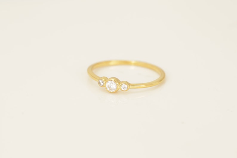 Three Stone Diamond Solitaire Ring, Promise Ring, Simple Diamond Ring, Minimalist Band, Stacking Ring