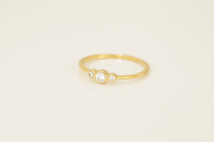 Three Stone Diamond Solitaire Ring, Promise Ring, Simple Diamond Ring, Minimalist Band, Stacking Ring