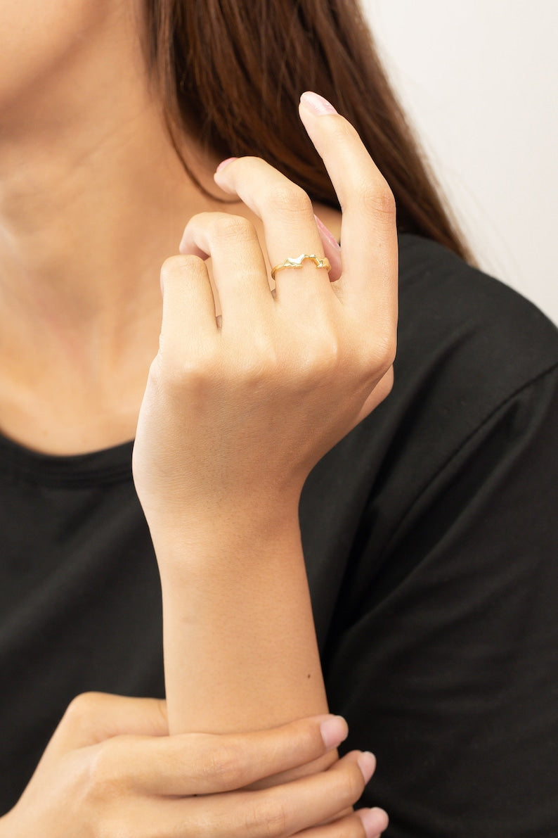 Minimalist Sea Otter Ring, Sterling Silver Otter Jewelry, You and Me Ring, He and Her Ring, Animal Lover Ring