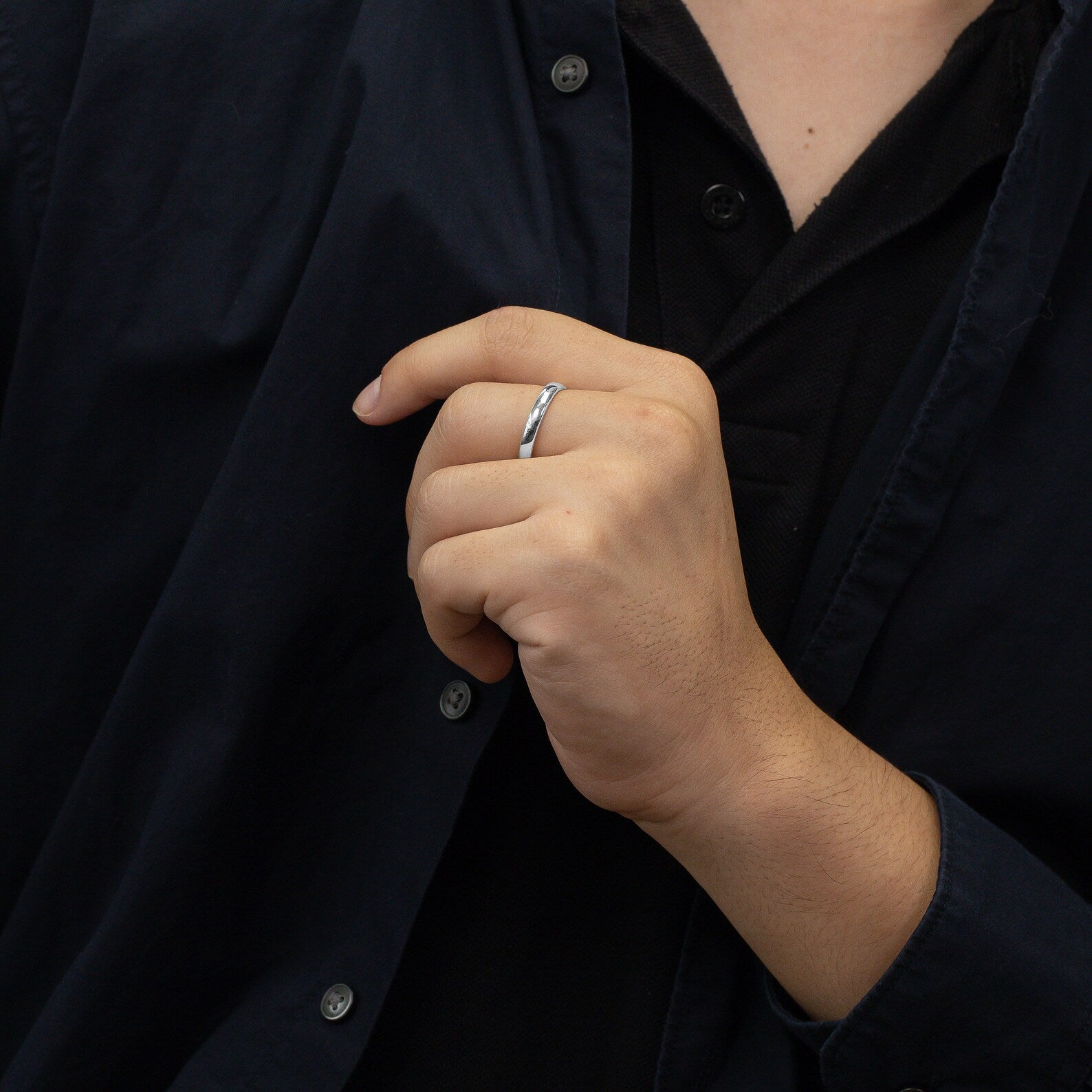 3.4MM Plain Band Wedding Ring, Unique Wedding Band for Men, Minimalist Ring, Comfort Fit Plain Wedding Band