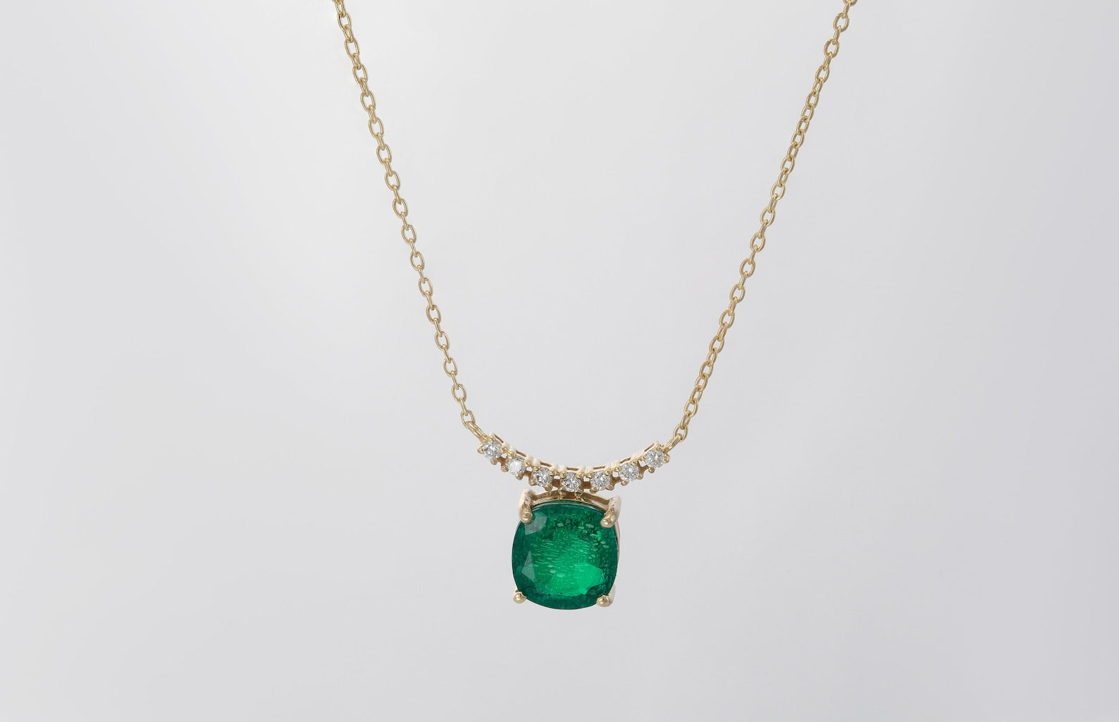 Emerald Solitaire Necklace, Prong Set Pendant Necklace, May Birthstone Gift, Dainty Emerald Necklace, Bridesmaid Jewelry