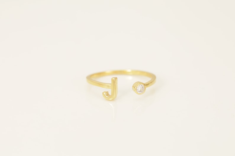 Personalized J Initial Rings, Open Cuff Ring, Dainty Initial Ring, Letter Name Ring, Gold Letter Ring, Stackable Letter Ring