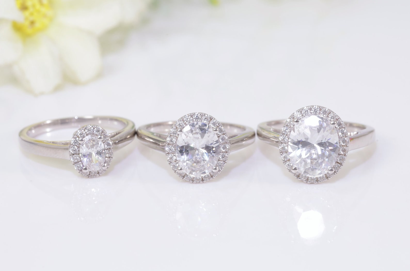 Oval Cut Diamond Halo Engagement Ring, 2.50 CT Oval Solitaire Ring, Anniversary Ring Gift for Women, Promise Ring