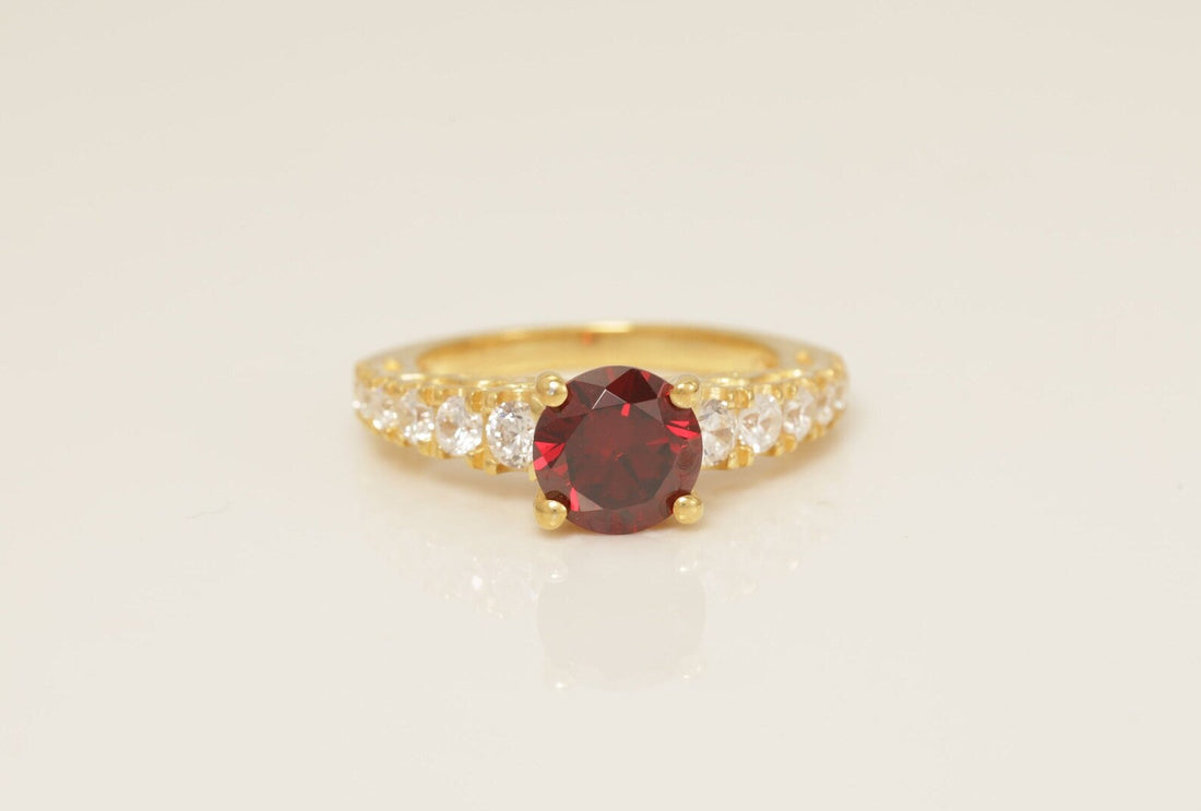1.3 CT Cathedral Set Garnet Engagement Ring, January Birthstone Ring, Vintage Style Garnet Wedding Ring, Solitaire Ring Gift for Her
