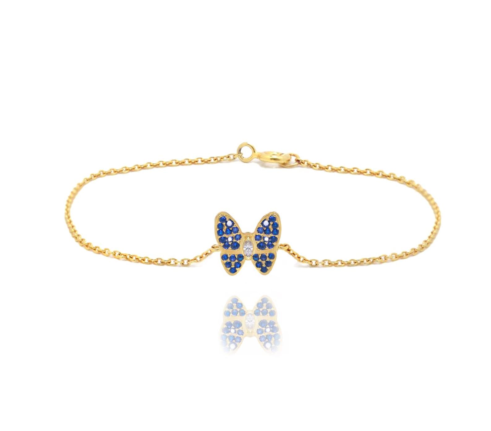 Butterfly Bracelet / Blue Sapphire Bracelet / September Birthstones / Bridesmaid Gift / Minimalist Bracelet Gift for Her