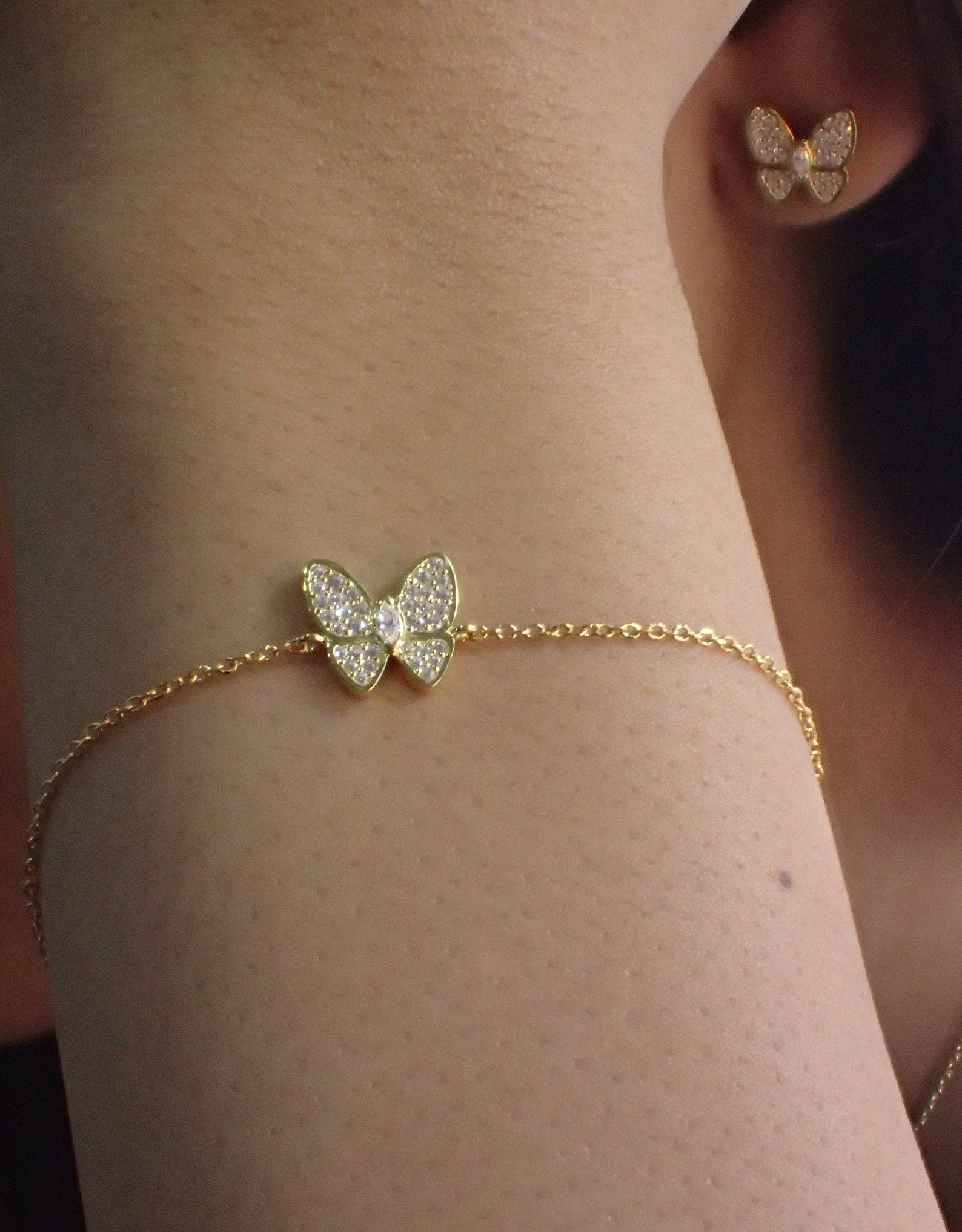 Butterfly Bracelet / Diamonds Butterfly Bracelet / 925 Sterling Silver Daily Wear Bracelet / Bracelets for Women