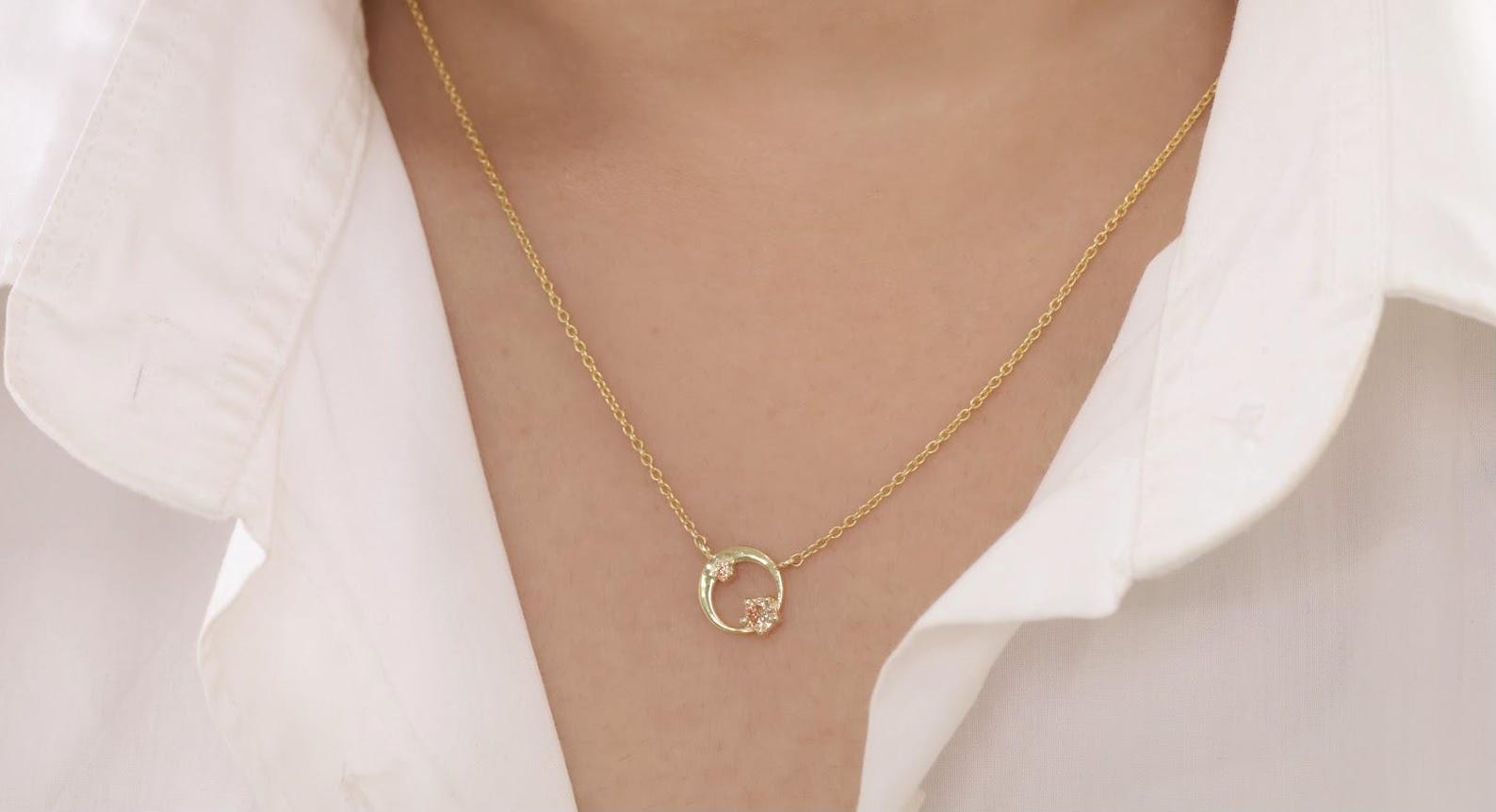 Citrine Karma Circle Necklace, November Birthstone Necklace, Open Circle Karma Necklace, Minimalist Circle Necklace, Layering Necklace