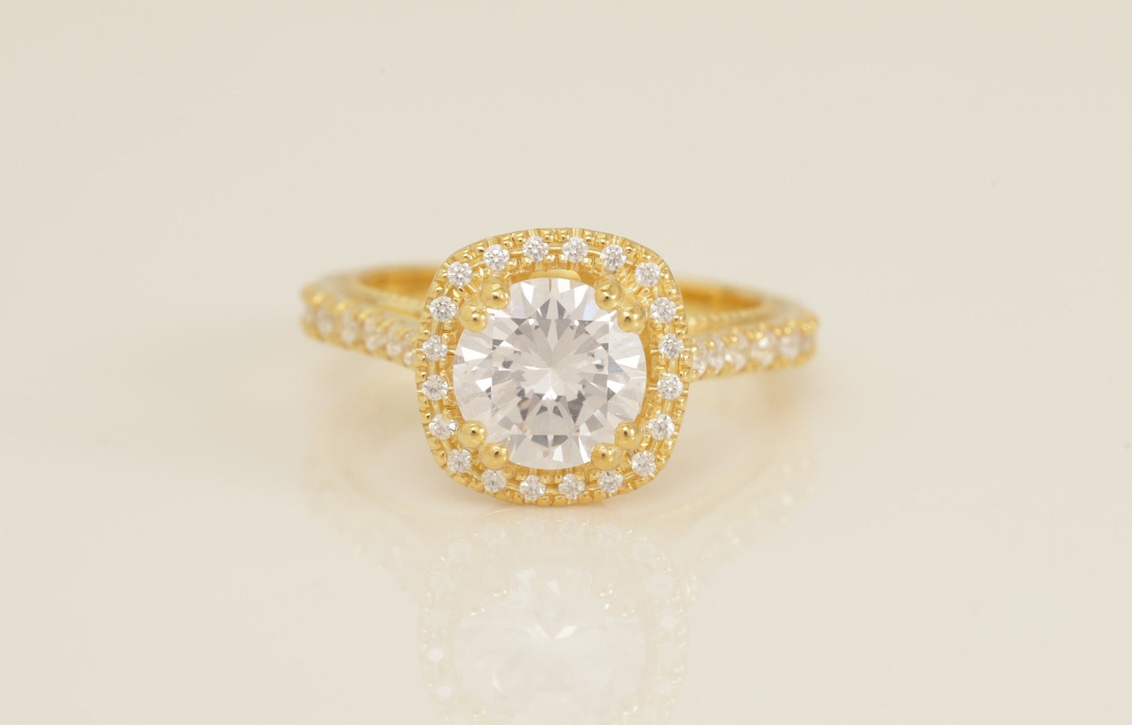 1.67 CT Diamond Halo Engagement Ring, Cathedral Set Vintage Style Ring, Bridal Promise Ring for Women, Anniversary Ring