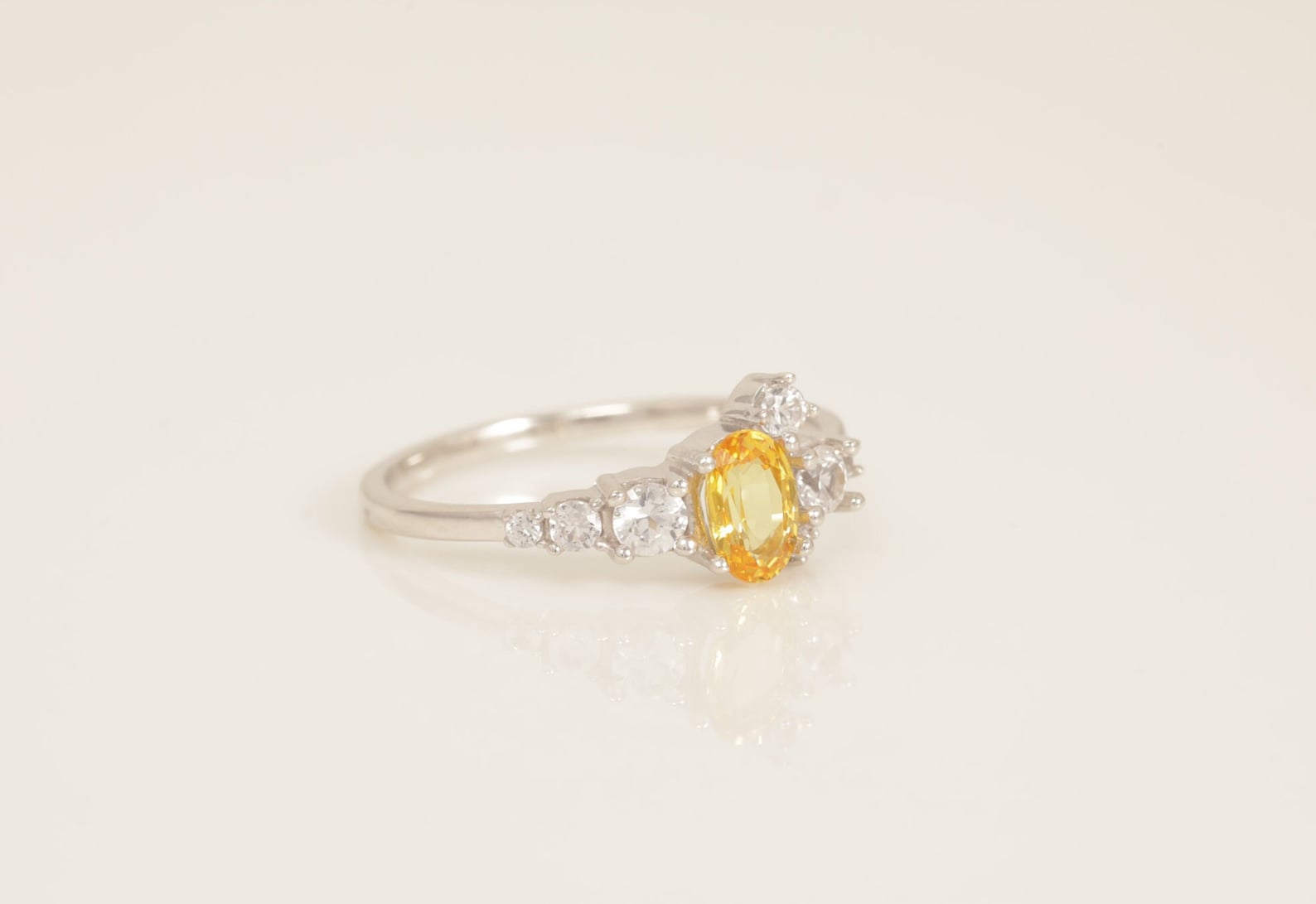 Citrine Engagement Ring, Diamonds Cluster Ring, November Birthstone Ring, Unique Citrine Anniversary Ring, Promise Ring