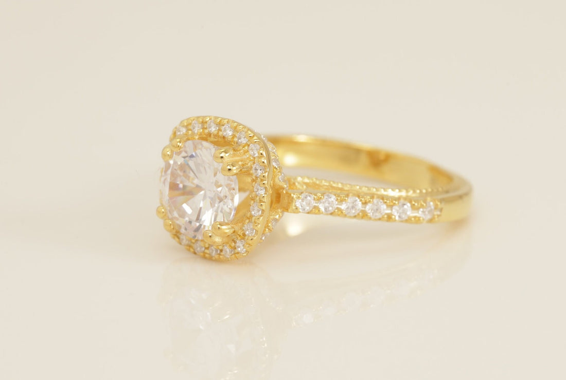 1.67 CT Diamond Halo Engagement Ring, Cathedral Set Vintage Style Ring, Bridal Promise Ring for Women, Anniversary Ring
