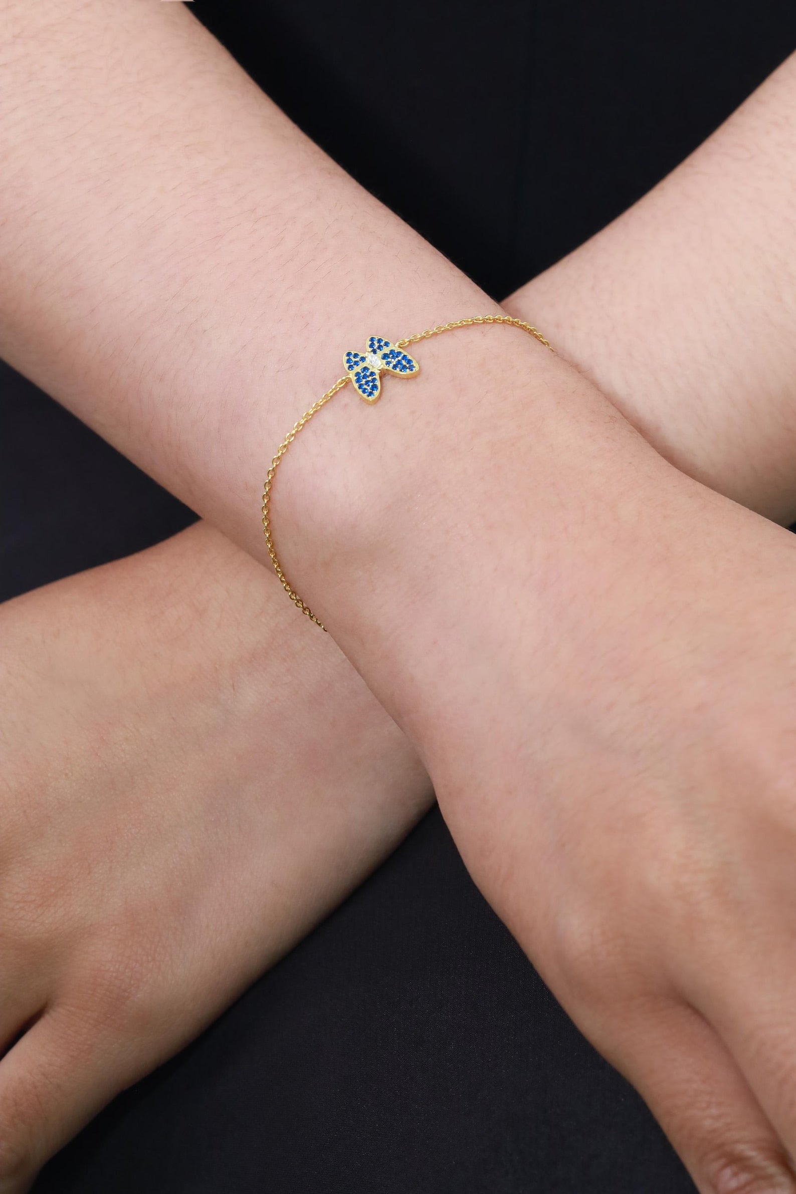 Butterfly Bracelet / Blue Sapphire Bracelet / September Birthstones / Bridesmaid Gift / Minimalist Bracelet Gift for Her