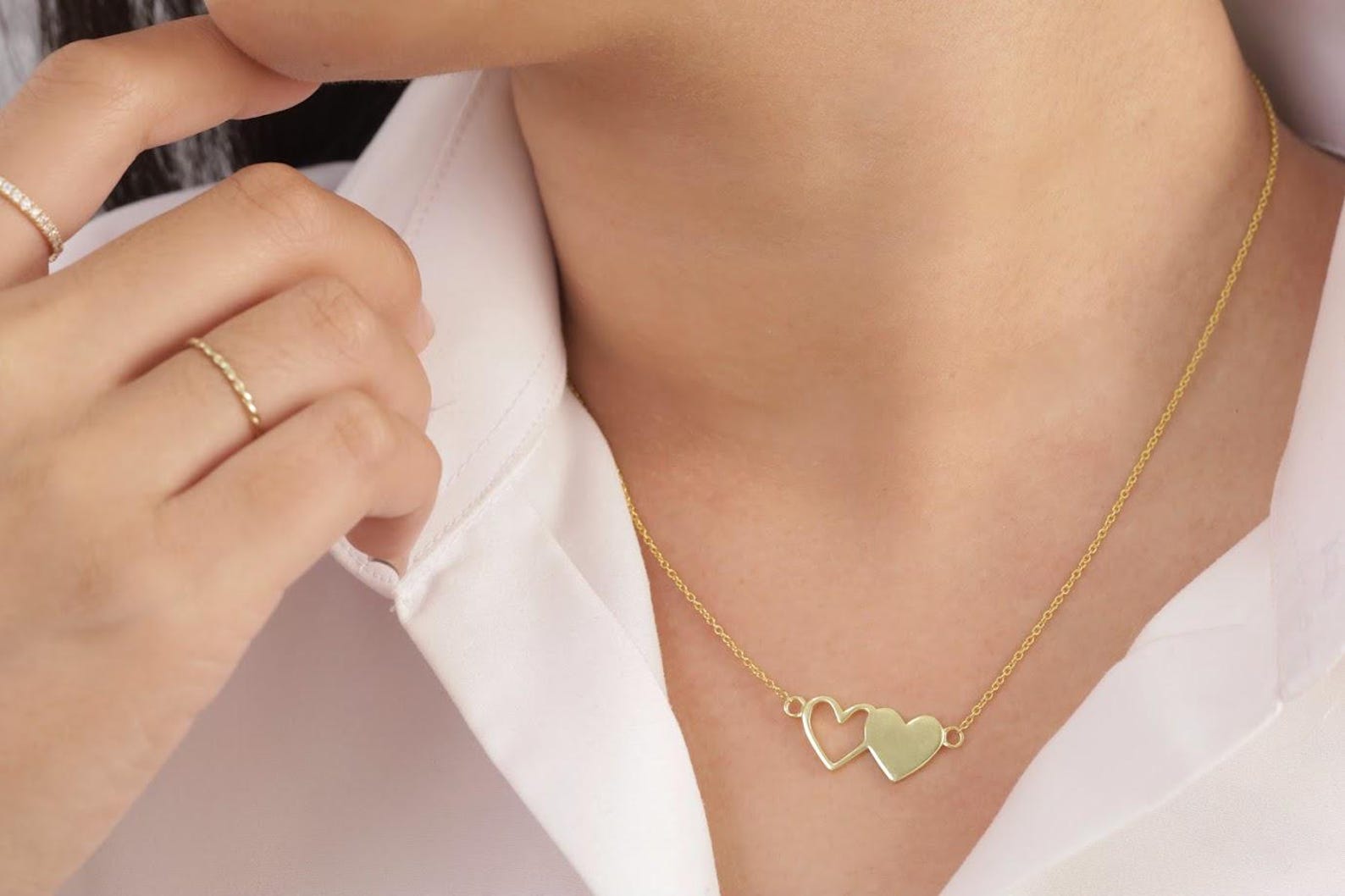 Elegant Heart Necklace, Minimalist Heart Charm, 925 Sterling Silver Dainty Heart Necklace, Heart Link Pendant