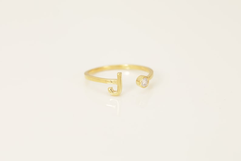 Personalized J Initial Rings, Open Cuff Ring, Dainty Initial Ring, Letter Name Ring, Gold Letter Ring, Stackable Letter Ring