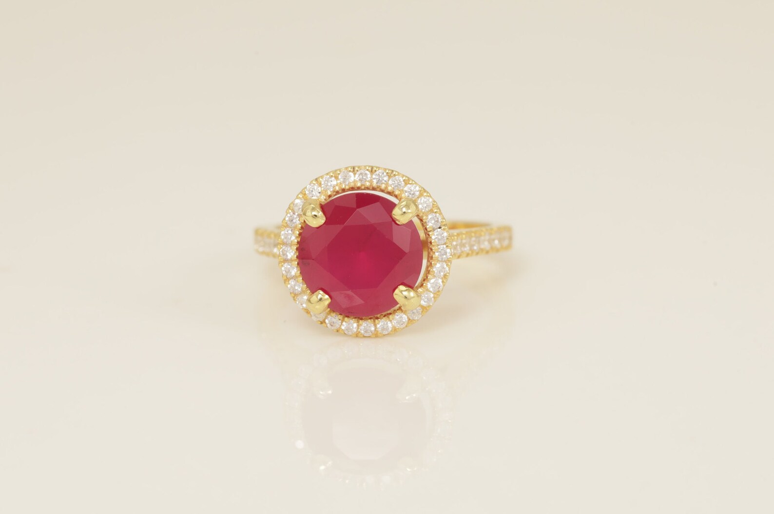 Diamond Halo Ruby Engagement Ring, July Birthstone Ring, Bridal Promise Ring, Anniversary Ring Gift for Her