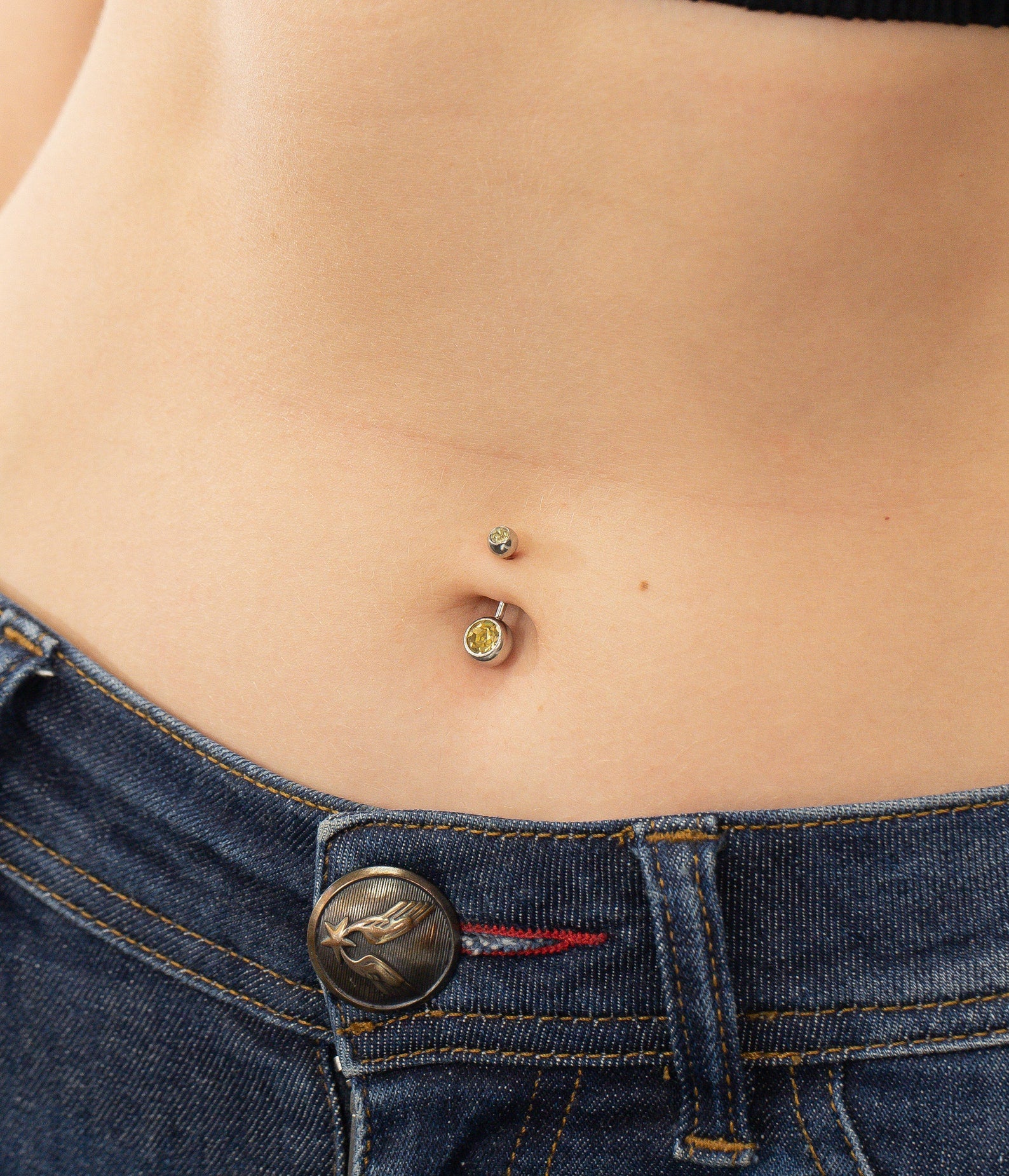 Bezel Set Yellow Sapphire Belly Ring, Sterling Silver Curved Barbell, September Birthstones, Belly Button Jewelry, Navel Piercing