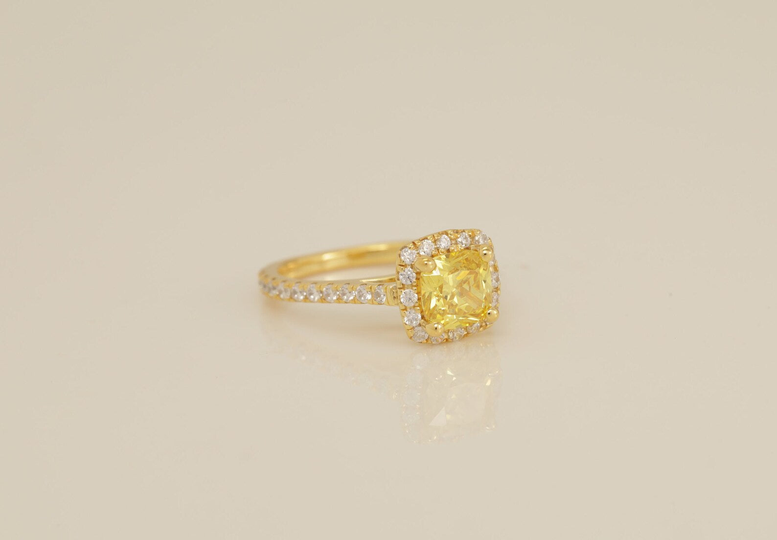 1.25 CT Yellow Sapphire Engagement Ring, Diamond Halo Yellow Sapphire Anniversary Ring, September Birthstone Ring, Bridal Ring