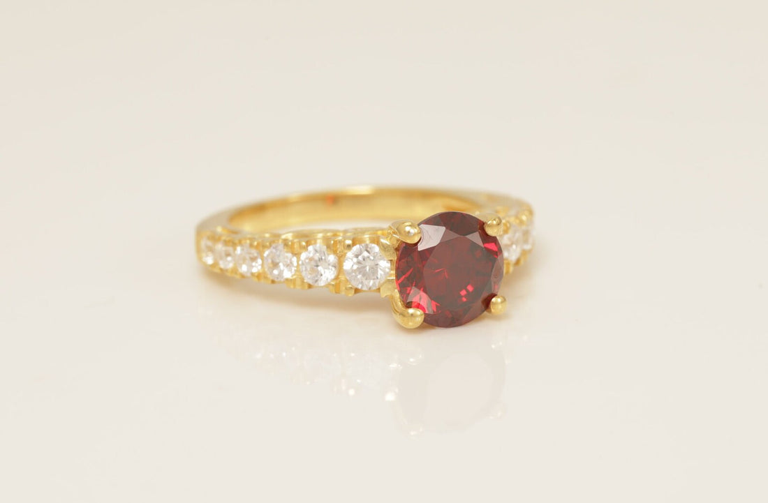 1.3 CT Cathedral Set Garnet Engagement Ring, January Birthstone Ring, Vintage Style Garnet Wedding Ring, Solitaire Ring Gift for Her