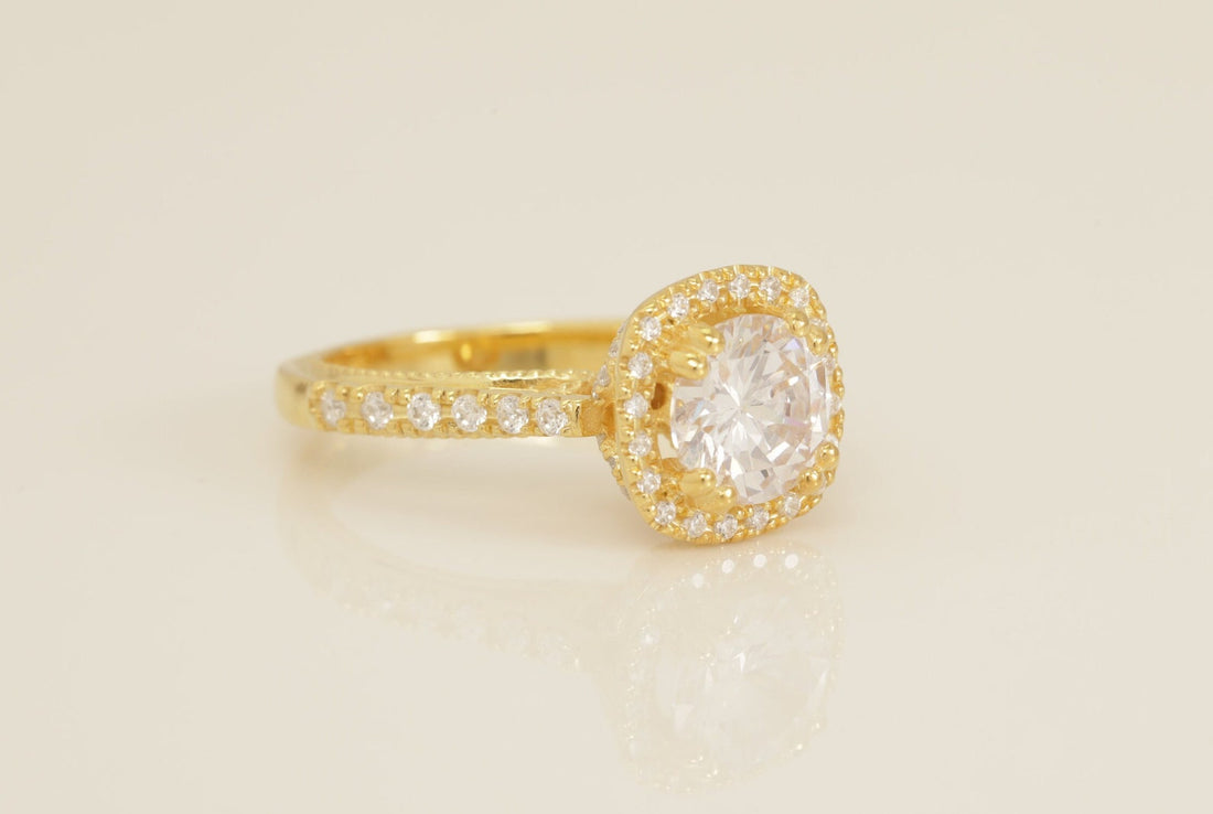 1.67 CT Diamond Halo Engagement Ring, Cathedral Set Vintage Style Ring, Bridal Promise Ring for Women, Anniversary Ring
