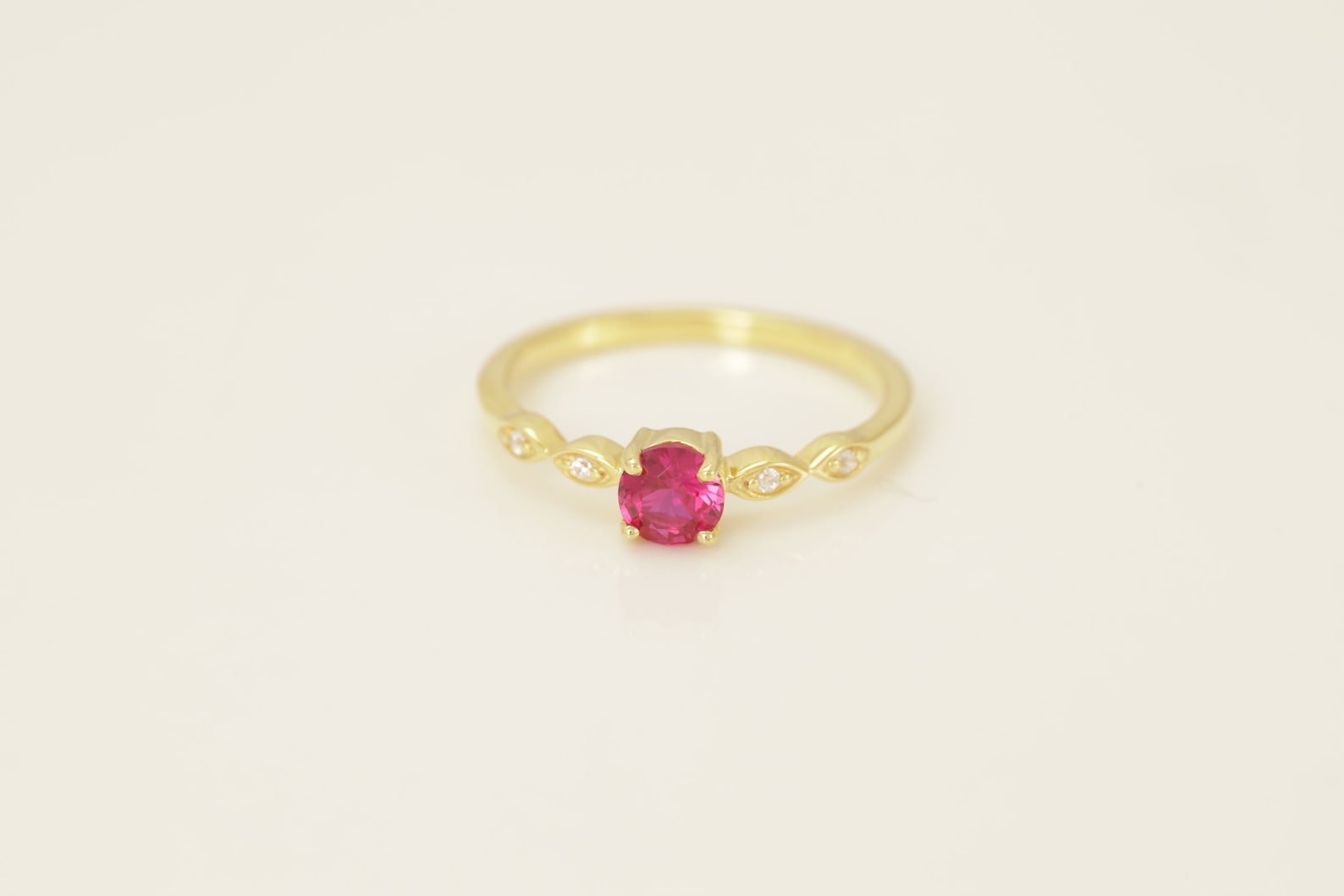 Ruby and Diamond Engagement Ring, July Birthstone, Ruby Ring, 18k Gold Unique Promise Ring, Marquise Ring