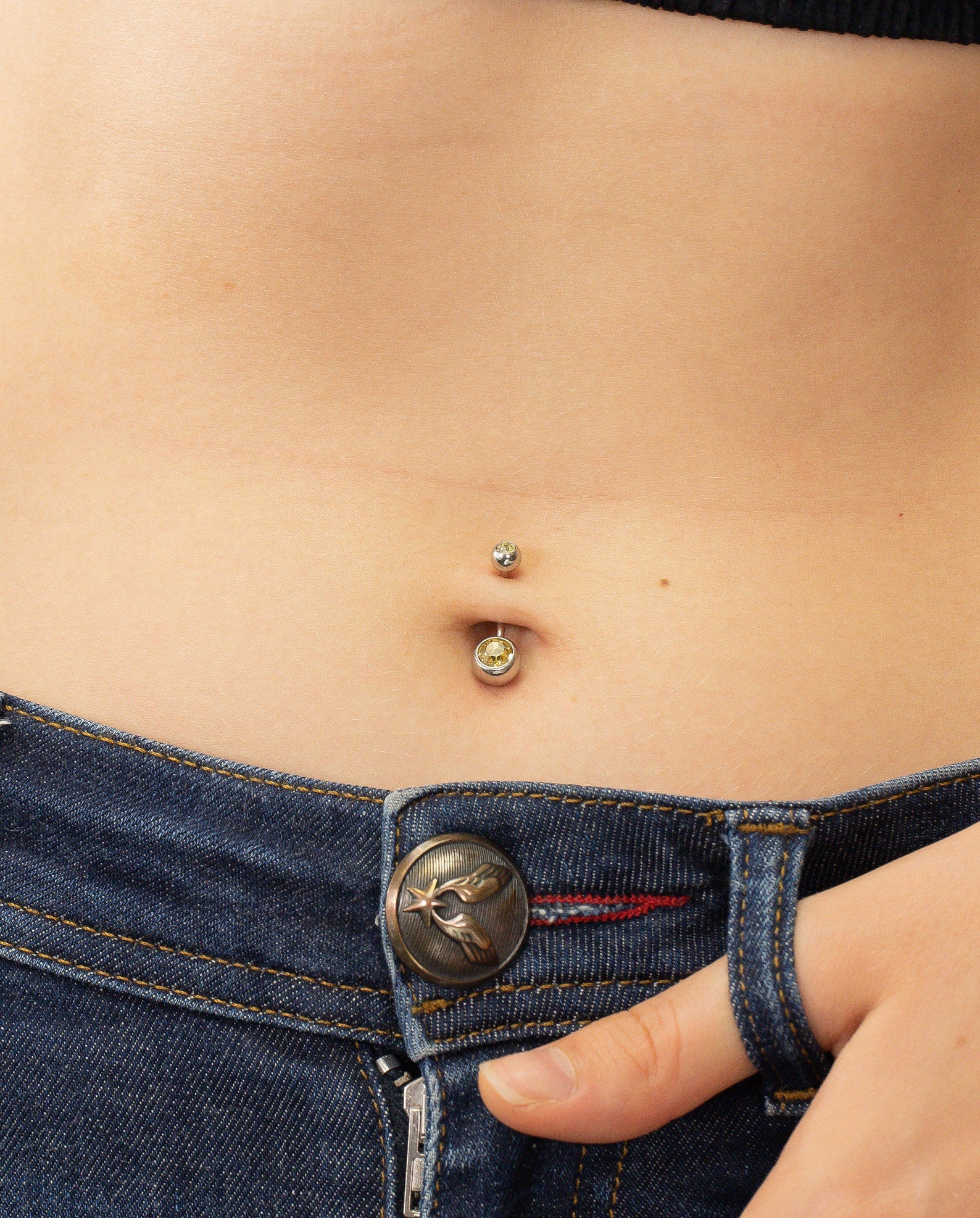 Bezel Set Yellow Sapphire Belly Ring, Sterling Silver Curved Barbell, September Birthstones, Belly Button Jewelry, Navel Piercing