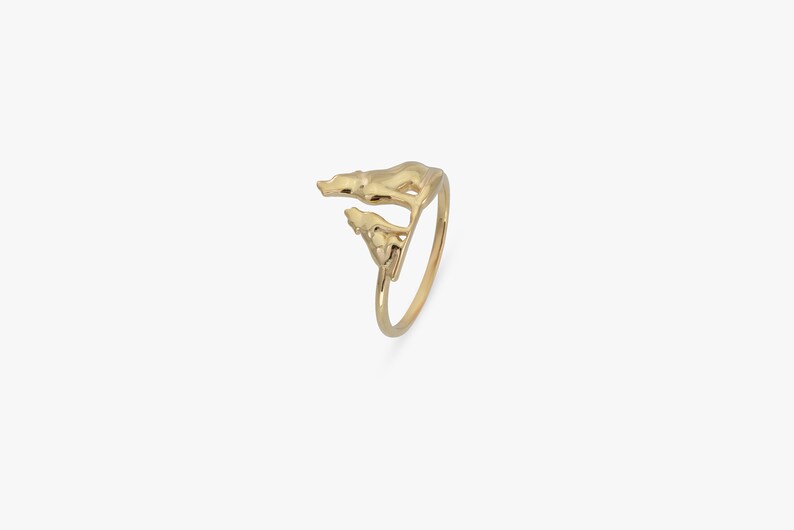 Mother Daughter Wolves Ring, Sterling Silver Wolf Family Ring, Animal Lover Gift, Howling Wolf Jewelry