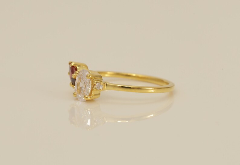 Diamond and Garnet Engagement Ring, January Birthstone Ring, Unique Cluster Ring, Anniversary Ring Gift for Her